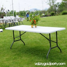 Zimtown 6' Folding Table, Portable Multipurpose Rectangle Plastic Tables, for Indoor Outdoor Picnic Party Dining Camping Meeting, White